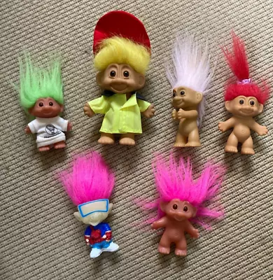 Troll Doll Lot Of 6 JAGERMEISTER 3  DAM 5  RUSS FIREMAN PINK HAIR 3  HARD • $4.99