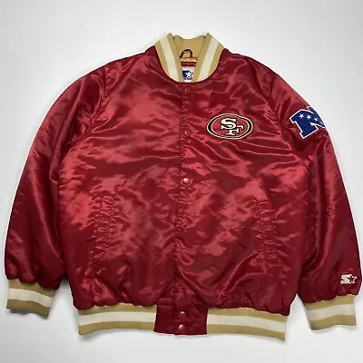 Vintage NFL San Francisco 49ers Red/Gold Embroidered Starter Satin Jacket Sz XL • $179.95