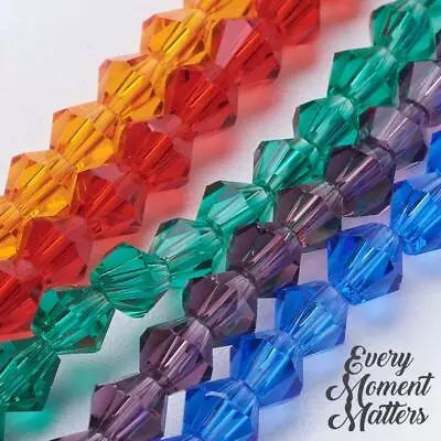 £2.19 • Buy 100 X CRYSTAL GLASS BICONES BEADS FACETED BICONE BEADS 5301 4mm Choose Colour 