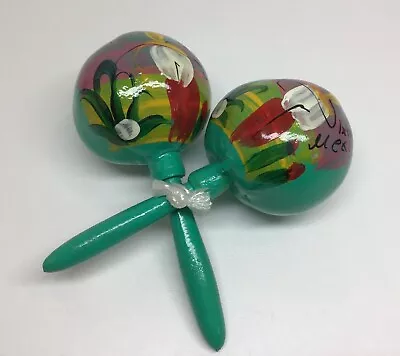 Vintage Hand Painted Mexican Maracas Gourd Shaker Music Mexico Ixtapa • $14.99