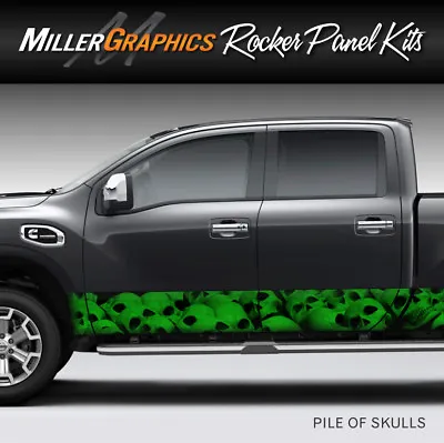 Pile Of Skulls (Green) Rocker Panel Graphic Decal Wrap Kit Truck SUV - 2 Sizes • $79.95