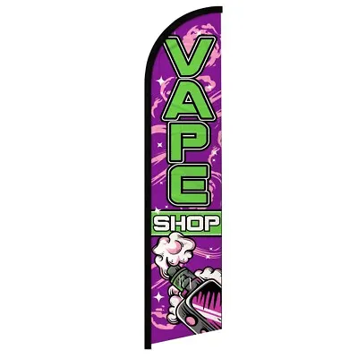 Vape Shop Windless Swooper Flag Smoke Shop PUR/GRN • $18.95