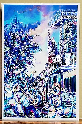NEW ORLEANS MARDI GRAS By Artist Elaine Adel Cummings Signed Print 18  X 12  • $22