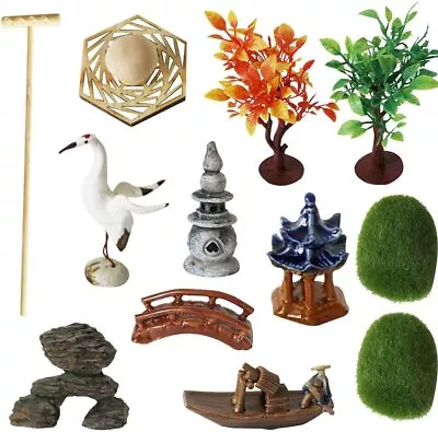 Japanese Zen Garden Accessories Kit - Japan Miniature Fairy Garden Set For Micro • $35.99