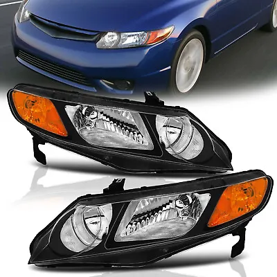Headlights For 2006-2011 Honda Civic 4 Door Sedan Black Factory Style Pair LH+RH • $67.70