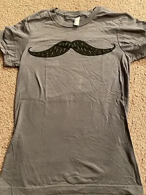 Womens Tee Fury Moustache Shirt Small American Apparel Gray • $4.99