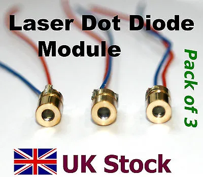 Laser Dot Diode Module Pack Of 3 650nm 3v Or 5v Red  - UK Stock • £3.56