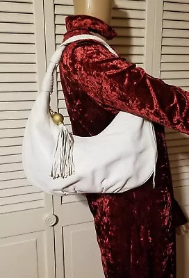 $15 • Buy Sigrid Olsen Genuine Leather Purse Handbag Satchel Small White Tassels