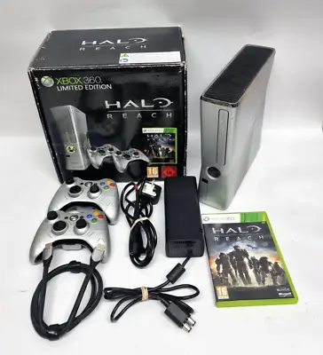 Boxed Halo Reach Limited Edition Microsoft Xbox 360 S Console Silver 250GB • £194.99