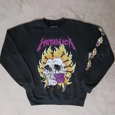 Metallica Pushead Graphic Crewneck Sweater Size Small Skull Flower Longsleeve • $49.99