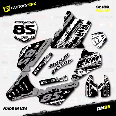 Gray & White Slick Racing Graphics Kit Fits Suzuki RM85 01-21 Plates RM 85 Decal • $79.99