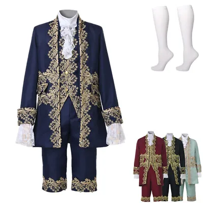 Rococo Men's French Aristocrat Inspired Trim Costume King Louis XVI Cosplay Suit • £71.99