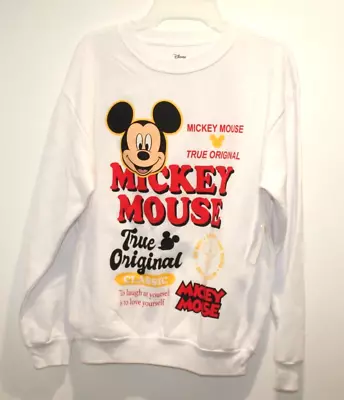 Mickey Mouse Fleece Sweatshirt Women Large(11-13) White • $13.48