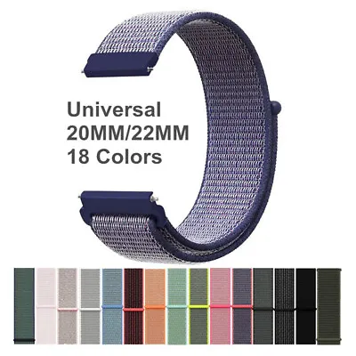 Universal Quick Fit Woven Nylon Sport Loop 20mm 22mm Watch Band Strap Wristband • $8.99