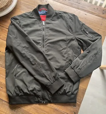 Men’s Zara Pristine Bomber Jacket In Dark Khaki Green Euro L 39”- 40” Chest. • £8