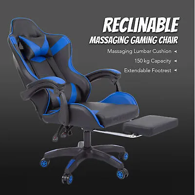 £92.99 • Buy Racing Gaming Computer Massage Office Chair Reclining Desk Foot&Lumbar Support