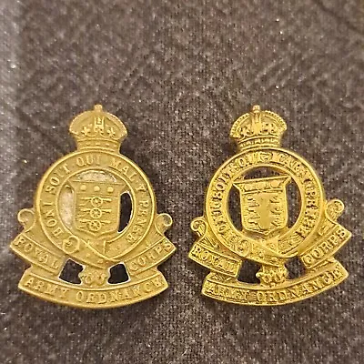 £6.40 • Buy Royal Army Ordnance Corps Pair Of Collar Badges 1919 - 1947 North South Lugs