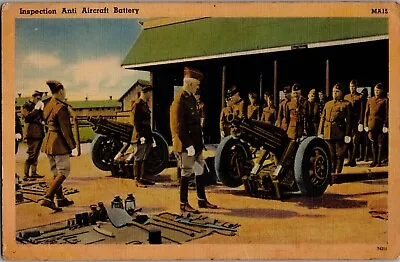 1940s U.S. Army Inspection Anti Aircraft Battery Vintage Linen Postcard Unposted • $7.35
