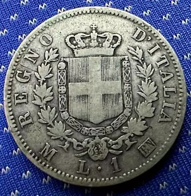 1867 Italy 1 Lire Coin M BN   .835 Silver      #ZA25 • $25.26