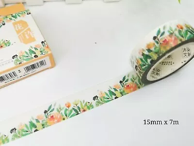 Japan Washi Tape Flower Bush 15mmx7m MT496 • $2.70