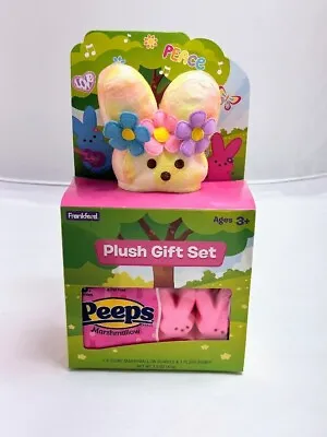 Peeps Easter Bunny Flower Power PEACE Tie Dye Plush W/ 4ct Marshmallow Gift Set • $14.95