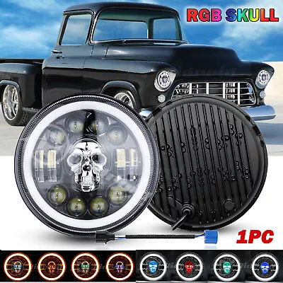 7  Inch Round RGB LED Headlight Hi/Lo Beam Halo DRL For Chevy Truck Camaro C10 • $35.59