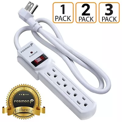 Flat Plug Extension Cord 3 Prong 4 Outlet Extender Surge Protector Power Strip • $8.98