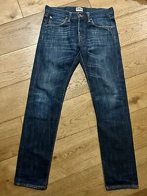 Edwin ED-55 Relaxed Fit Tapered Dark Indigo Denim Jeans W30 L32 • £24.99