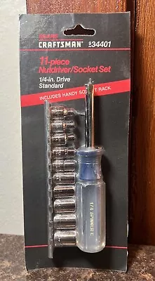 NEW Vintage Sears Craftsman 11 Piece Nutdriver Socket Set 34401 5/32” - 1/2” • $60