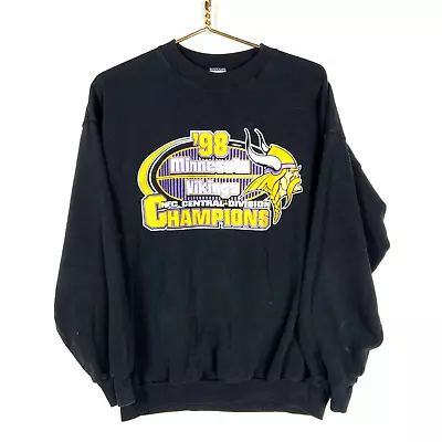 Vintage Minnesota Vikings Logo 7 Sweatshirt Extra Large Black 1998 Nfl Football • $44.99