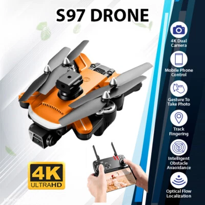 $104 • Buy WiFi S97 4K HD Gimbal Cam ORANGE ESC Lens Dual Camera FPV Beginner Drone Camera