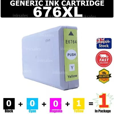 1x Generic 676XL Yellow Ink Cartridge For Epson Workforce WP4530 WP4540 • $14