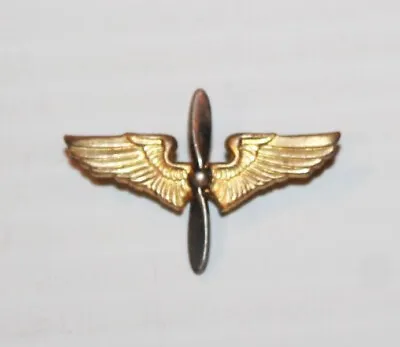 WWII US Army Air Force Aviation Officer Collar Insignia Wings Propeller Pin AMCO • $14.99