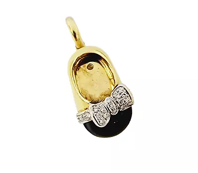 Authentic 18KY  Aaron Basha   Yellow/Black Enamel & Diamond Shoe Charm/Pendant • $1350