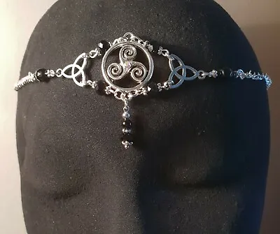 Triskele Onyx And Jet Headdress Pagan Wicca Druid Ritual Sabbat Jewellery ☆ © • $18.61