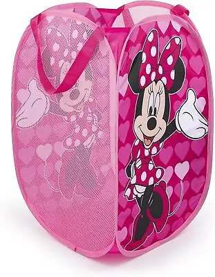 Minnie Mouse Girls Bedroom Pink 80L Pop-Up Laundry Basket Storage Bin Disney • £12.99