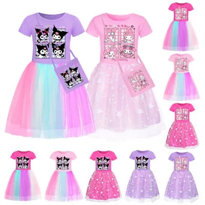 Kids Girls Kuromi Melody Short Rainbow Tutu Skirt Party Princess Fancy Dress Up • £8.07