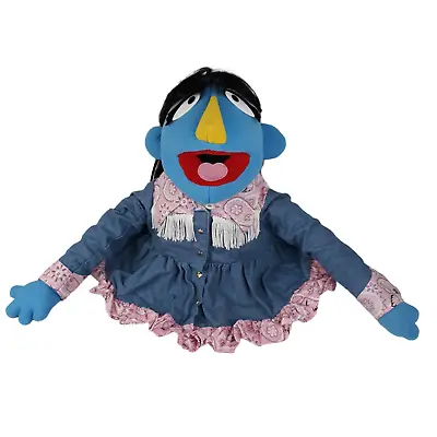 FAO Schwarz Blue Muppet Girl Hand Puppet Whatnot Workshop Western Black Hair • $59.95