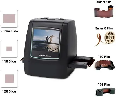 Film Scanner 22MP Converts 126KPK/135/110 Super 8 Films Slides & Negatives Kits • £98.39