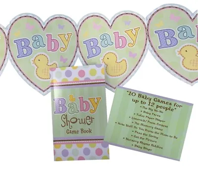 Baby Shower Party Game Book - 10 Games For Up To 12 Players & Baby Duck Garland • £3.99