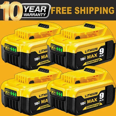 4X For DEWALT DCB184 18V 9.0Ah Li-ion Battery 18Volt Max XR DCB182 DCB183 8.0Ah • £15.79