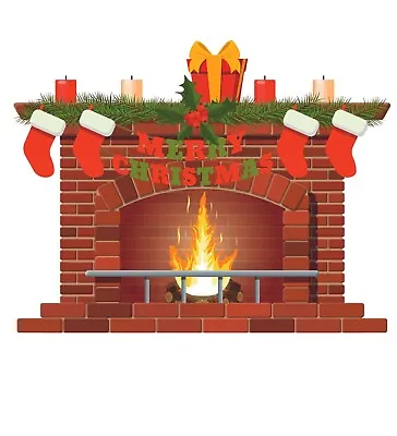 $19.95 • Buy Merry Christmas Fireplace Decor Design Home Art Chimney Vinyl Wall Decal Sticker