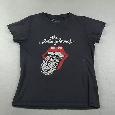 The Rolling Stones T Shirt Grey Short Sleeve Graphic Tee Womens Basic Size S • $15