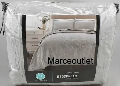 Martha Stewart Floral Matelasse Cotton FULL Bedspread Light Gray • $9.99