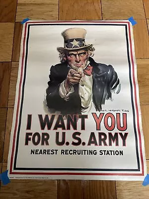 Vintage Cardboard Recruiting Poster I Want You Army Uncle Sam 22 1/4” X 30” • $30