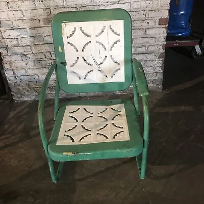 Vintage Metal Lawn Patio Chair Pie Crust Rocker • $150