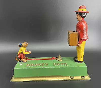 'Monkey  Bank' Cast Iron Mechanical Bank - HUBLEY • $495