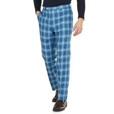 Lauren Ralph Lauren Mens Norton Blue Stretch Plaid Classic Fit Pants 30 X 30 • $10.39