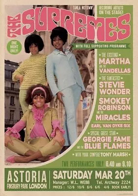 $13.99 • Buy The Supremes London 1965 Concert Bill Poster 23.5x33 Inch