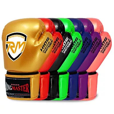 RingMaster Kids Boxing Gloves Punch Junior Kick MMA Martial Mitts Bag Training • £20.99